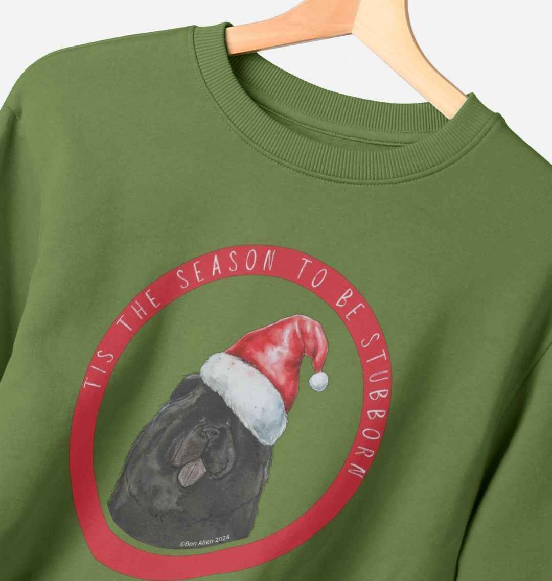 Tis the Season to Be Stubborn: Black Chow Chow Men's Christmas Crewneck Sweatshirt