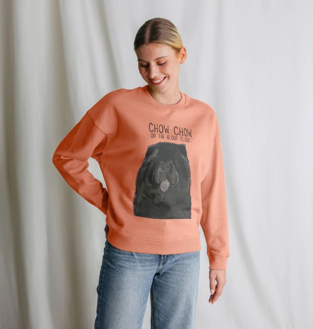 Black Chow Chow Women's Oversized Sweatshirt – Featuring the Aloof Floof Design!