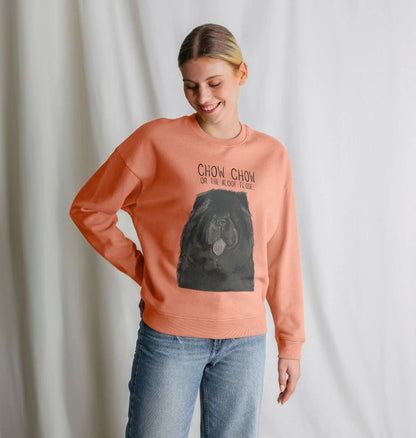 Black Chow Chow Women's Oversized Sweatshirt – Featuring the Aloof Floof Design!