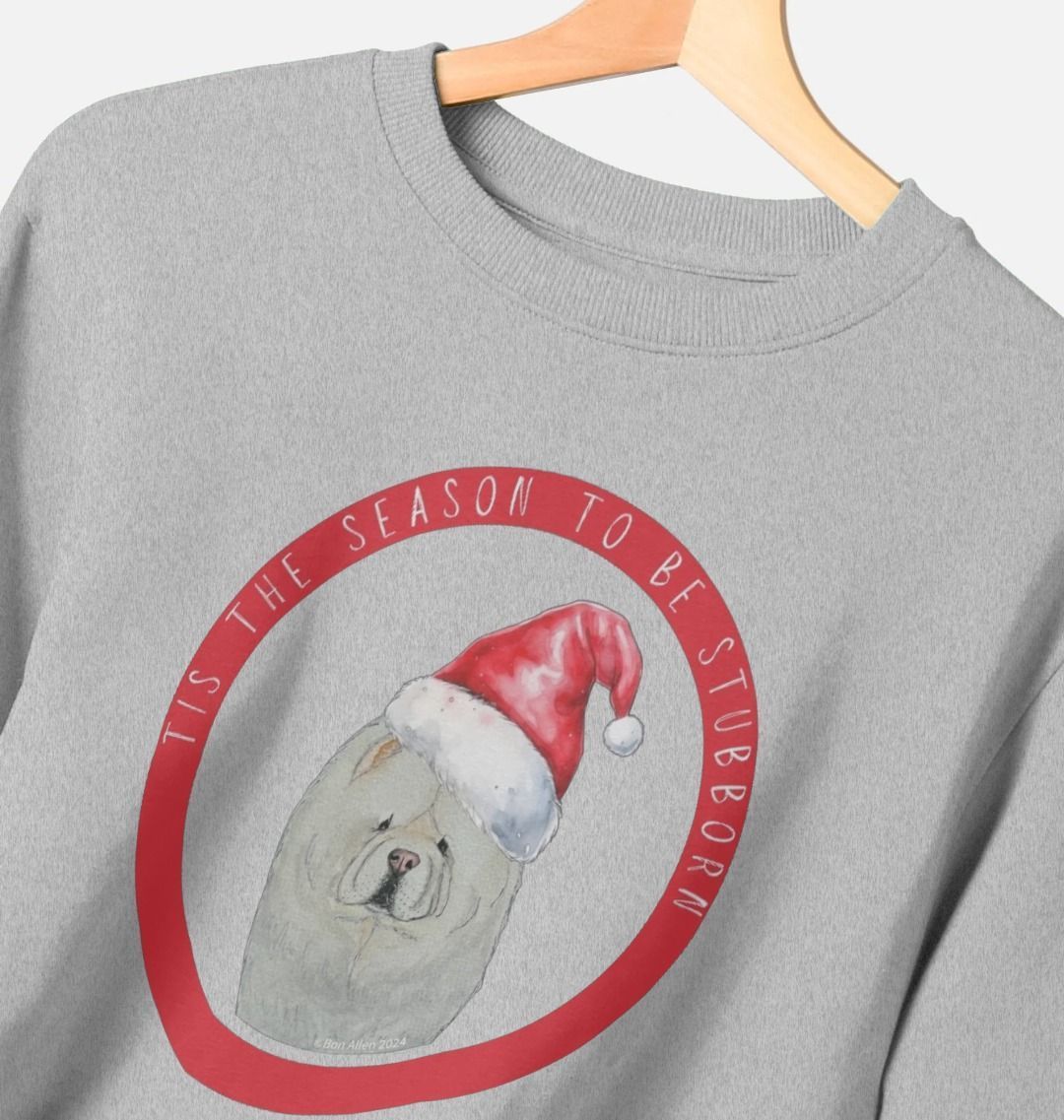 Tis the Season to Be Stubborn: Cream Chow Chow Men's Christmas Crewneck Sweatshirt