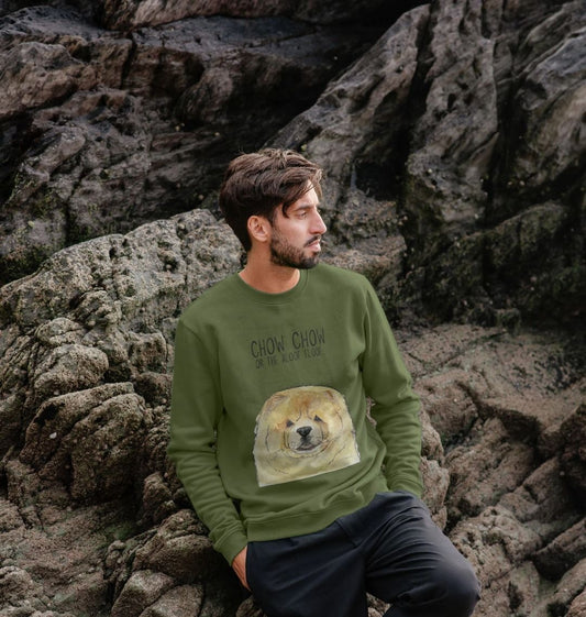 Stay Cozy with the Fawn Chow Chow "Aloof Floof" Men's Crewneck Sweatshirt